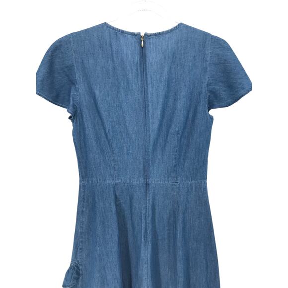 Draper James Chambray Short Sleeve Ruffle Dress Size 2 - Picture 7 of 10